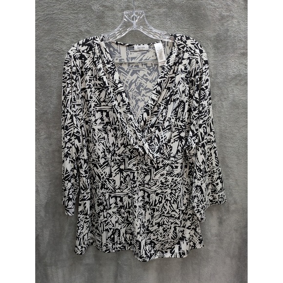 liz & co. Tops - Women's‎ Plus Size Blouse Poly Spandex Blend Fluid Drape Stretch Resist Wrinkles
